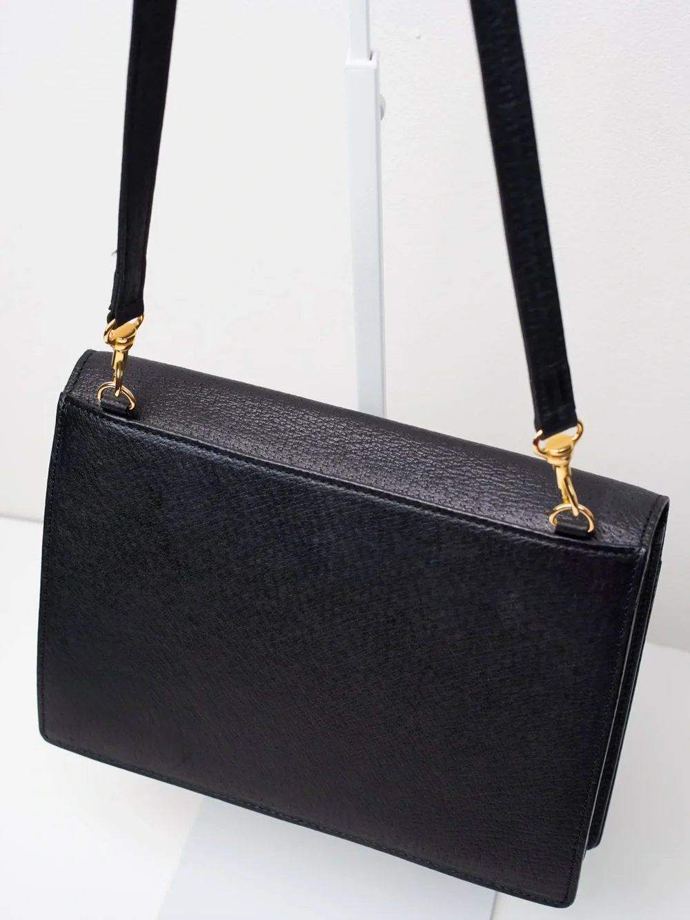 Vintage Valentino Garavani Black Leather Crossbody Bag 90s Quiet Luxury